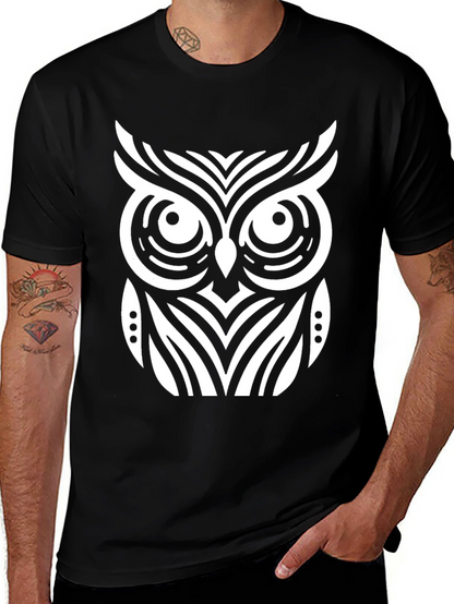 Owl Graphic T-Shirt - Black Cotton Blend
