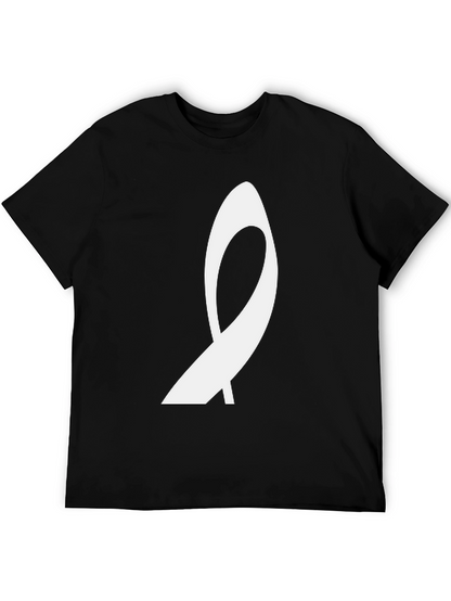 Black T-Shirt with Abstract White Ribbon Graphic