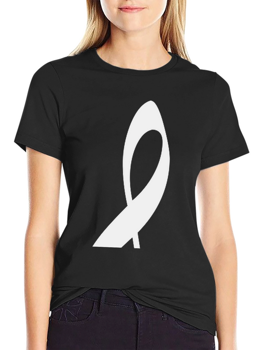 Black T-Shirt with Abstract White Ribbon Graphic