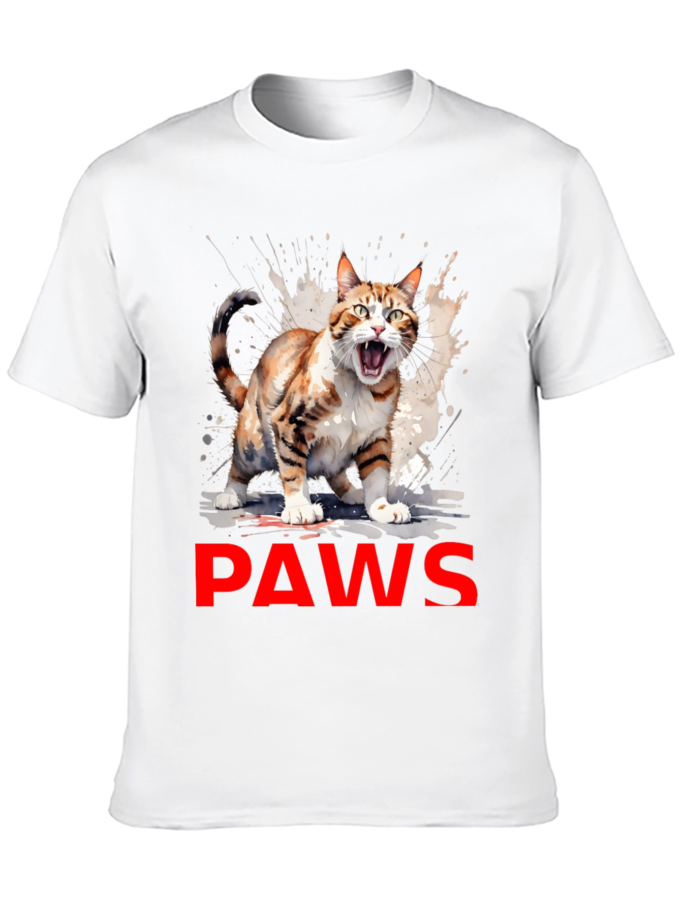 PAWS Cat Graphic Tee - Mens Black T-Shirt
