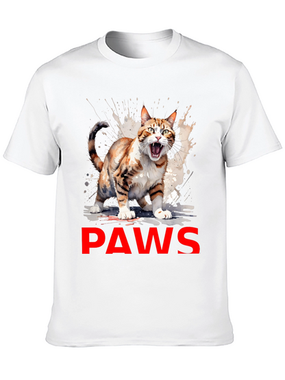 PAWS Cat Graphic Tee - Mens Black T-Shirt