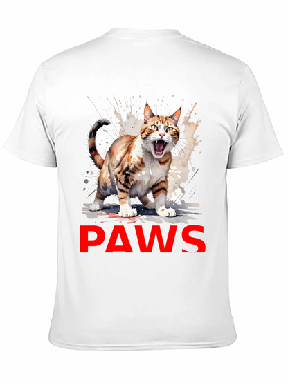 PAWS Cat Graphic Tee - Mens Black T-Shirt
