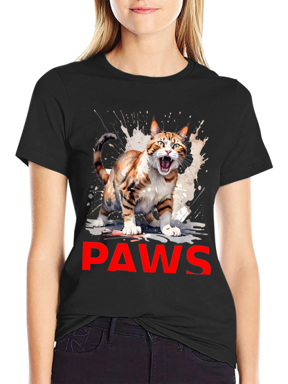 PAWS Cat Graphic Tee - Mens Black T-Shirt