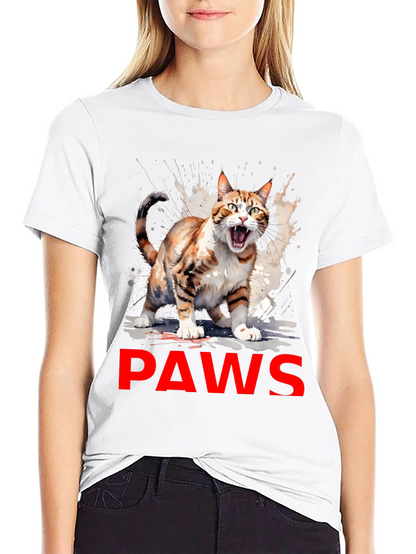 PAWS Cat Graphic Tee - Mens Black T-Shirt