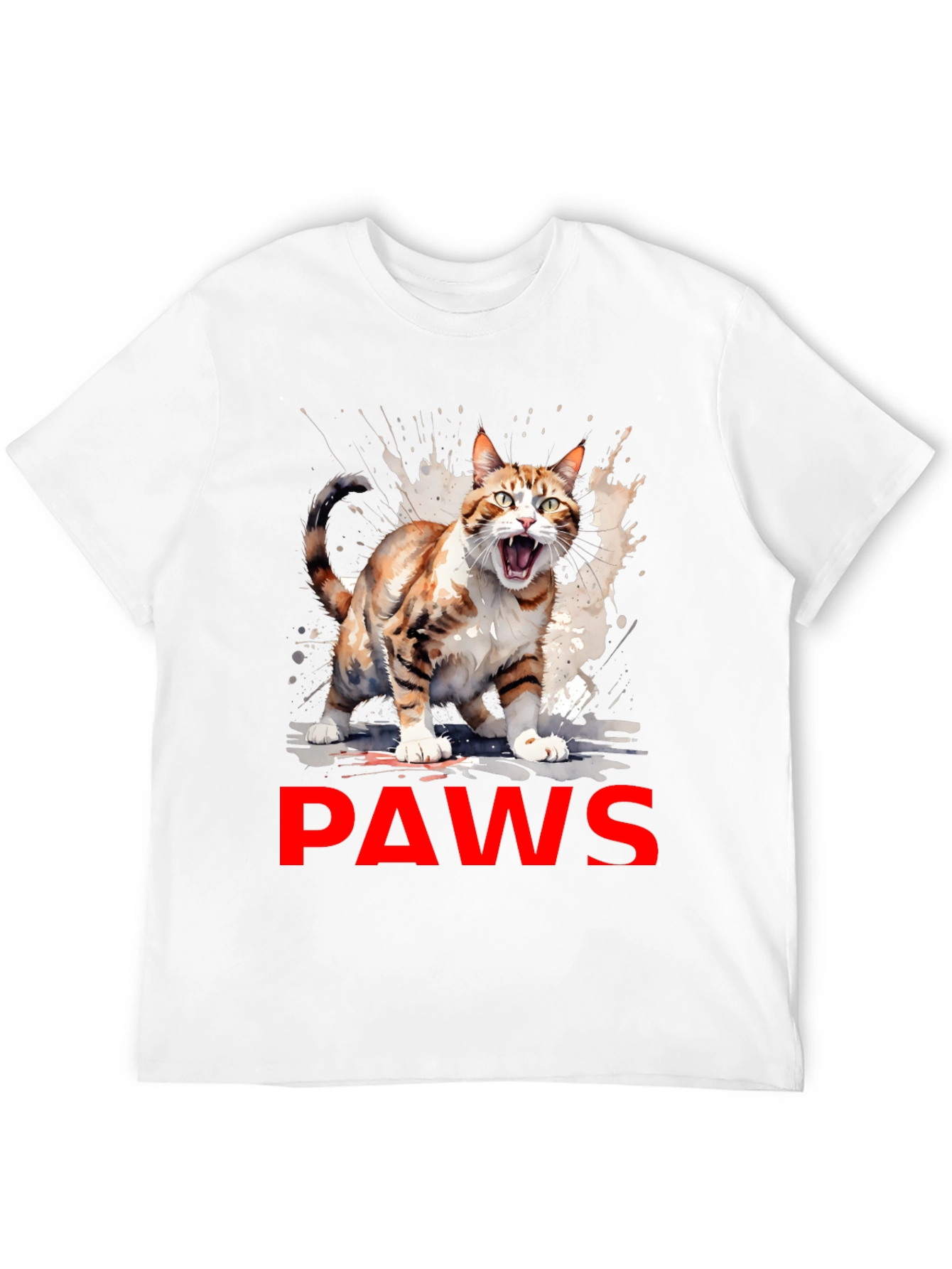 PAWS Cat Graphic Tee - Mens Black T-Shirt