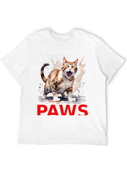 PAWS Cat Graphic Tee - Mens Black T-Shirt
