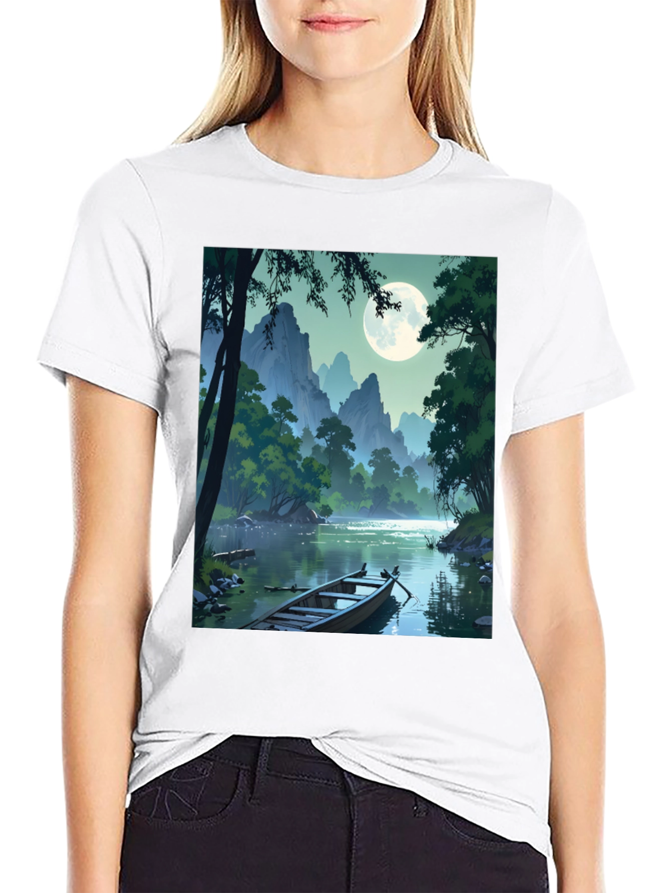 Scenic Moonlit River T-Shirt