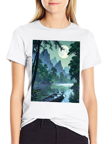 Scenic Moonlit River T-Shirt