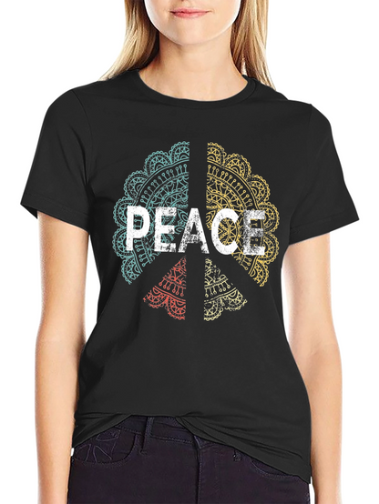 Peace Mandala Graphic Tee - Mens Black T-Shirt