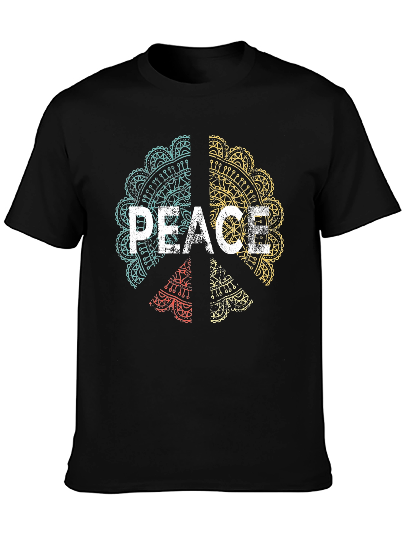 Peace Mandala Graphic Tee - Mens Black T-Shirt
