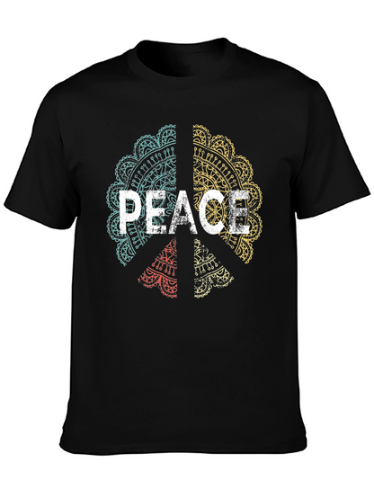 Peace Mandala Graphic Tee - Mens Black T-Shirt