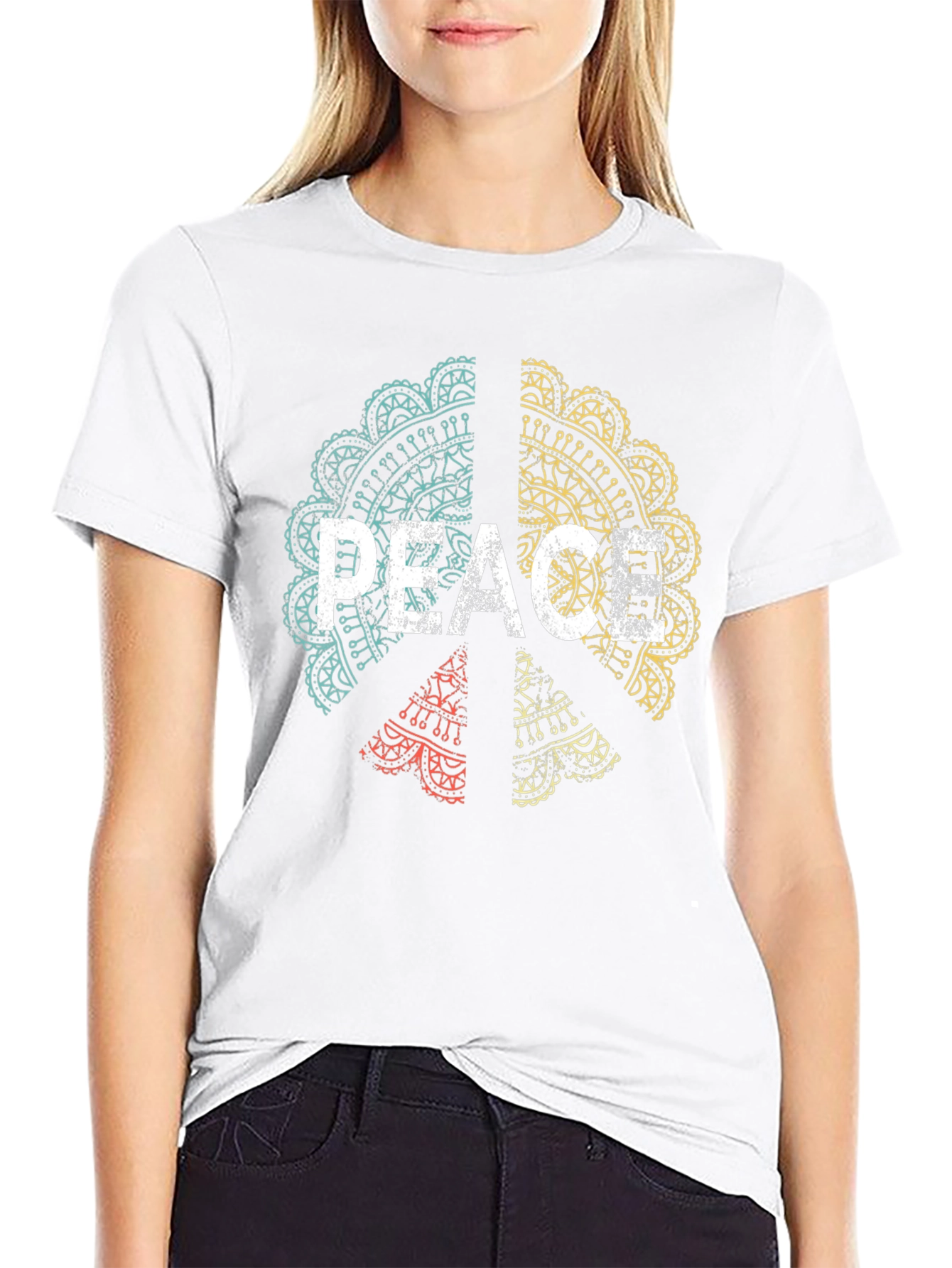Peace Mandala Graphic Tee - Mens Black T-Shirt