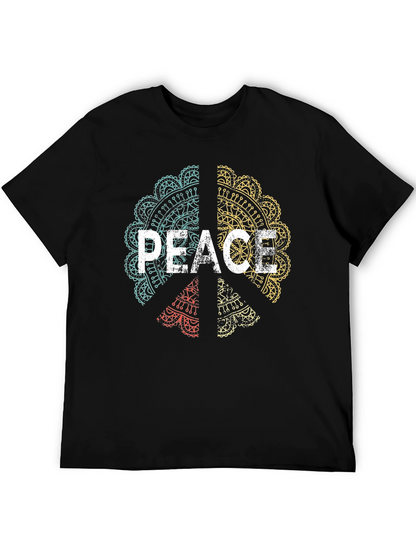 Peace Mandala Graphic Tee - Mens Black T-Shirt