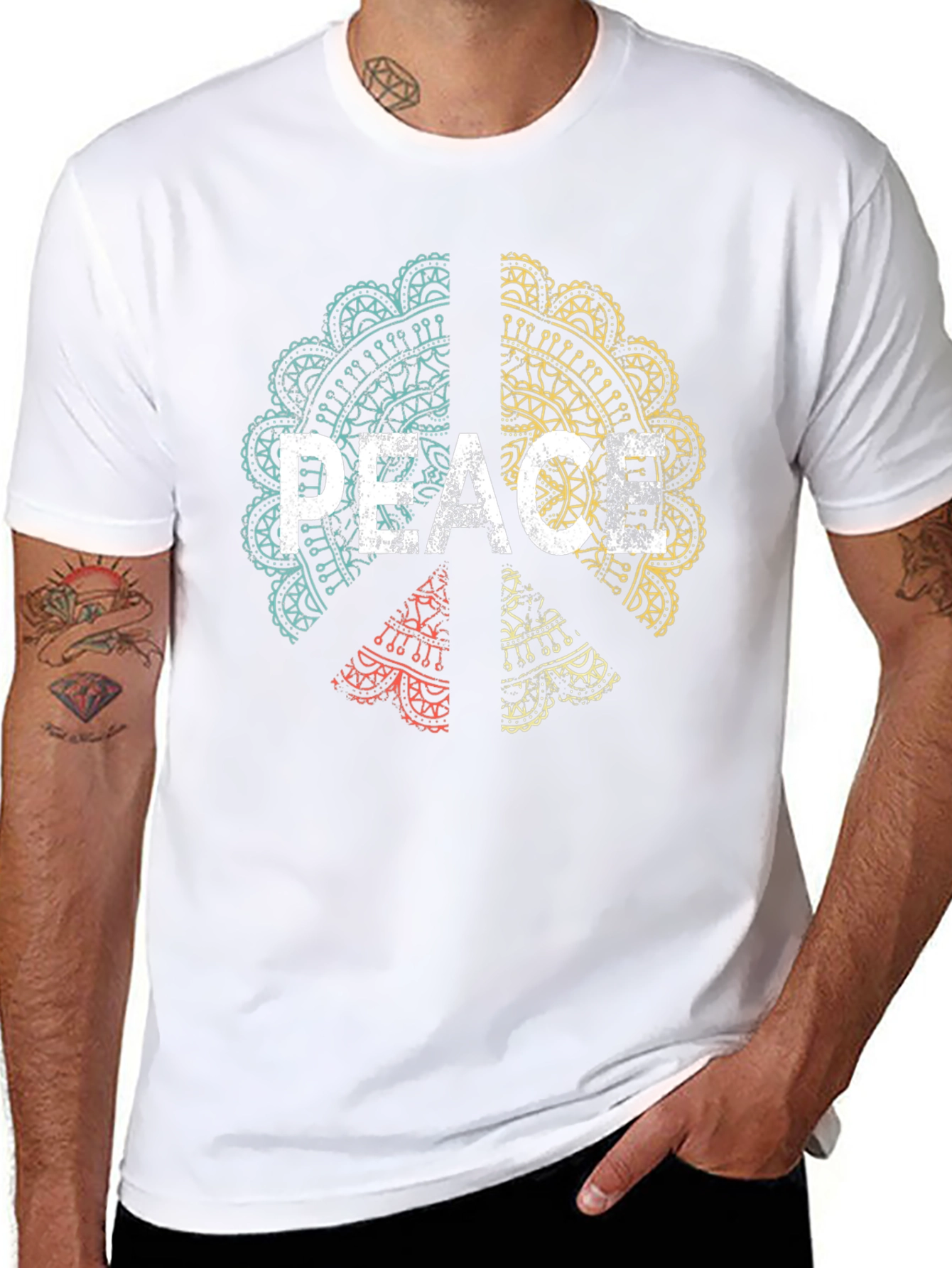 Peace Mandala Graphic Tee - Mens Black T-Shirt