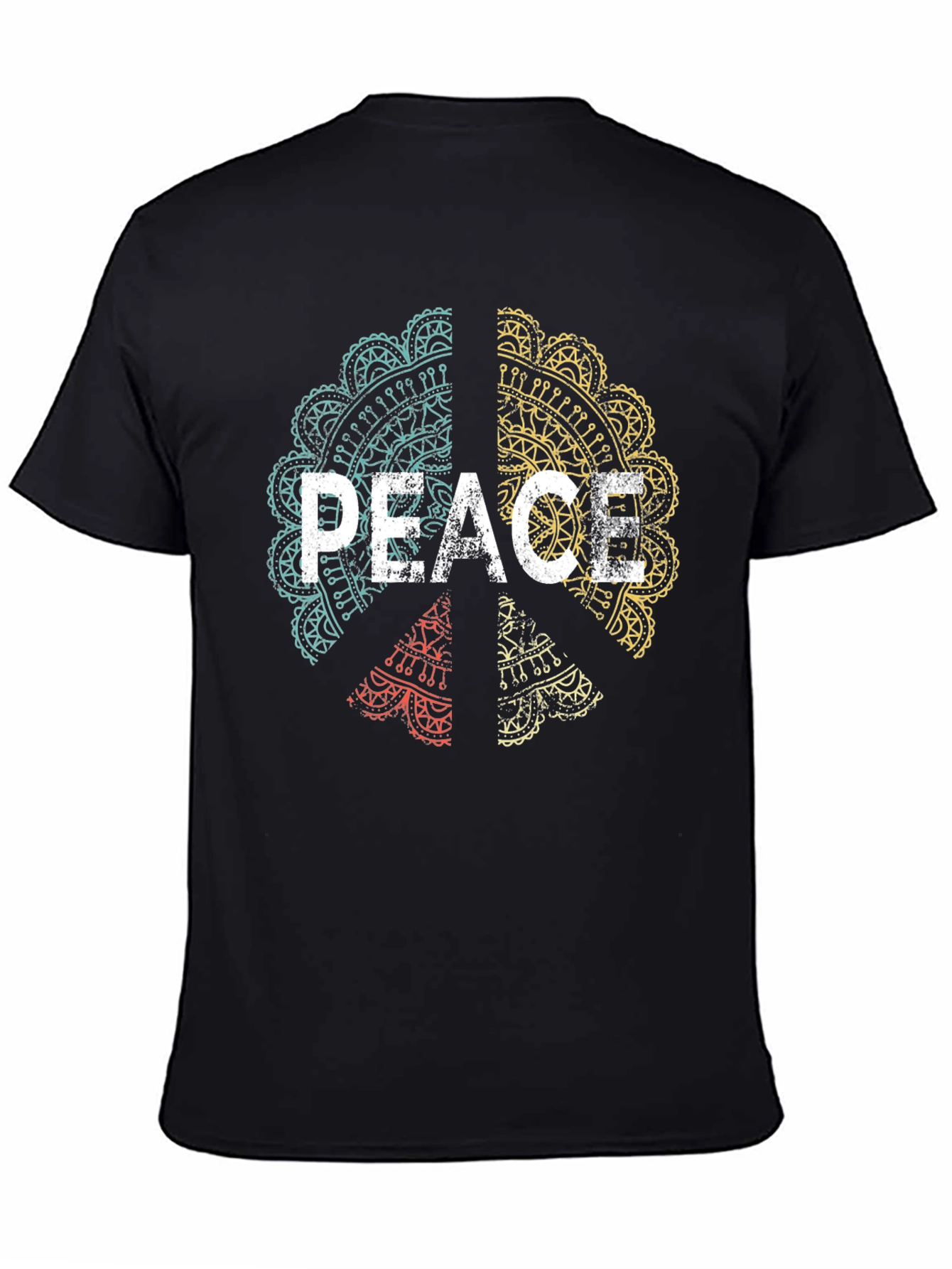 Peace Mandala Graphic Tee - Mens Black T-Shirt