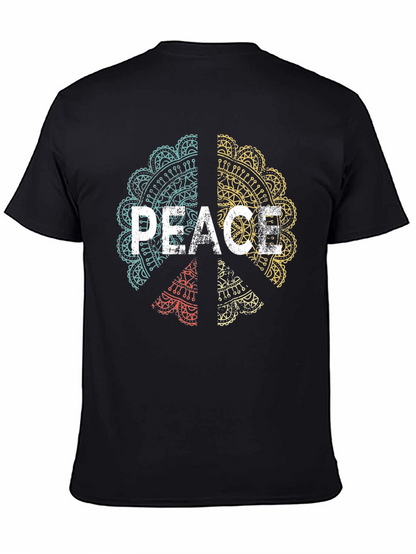 Peace Mandala Graphic Tee - Mens Black T-Shirt