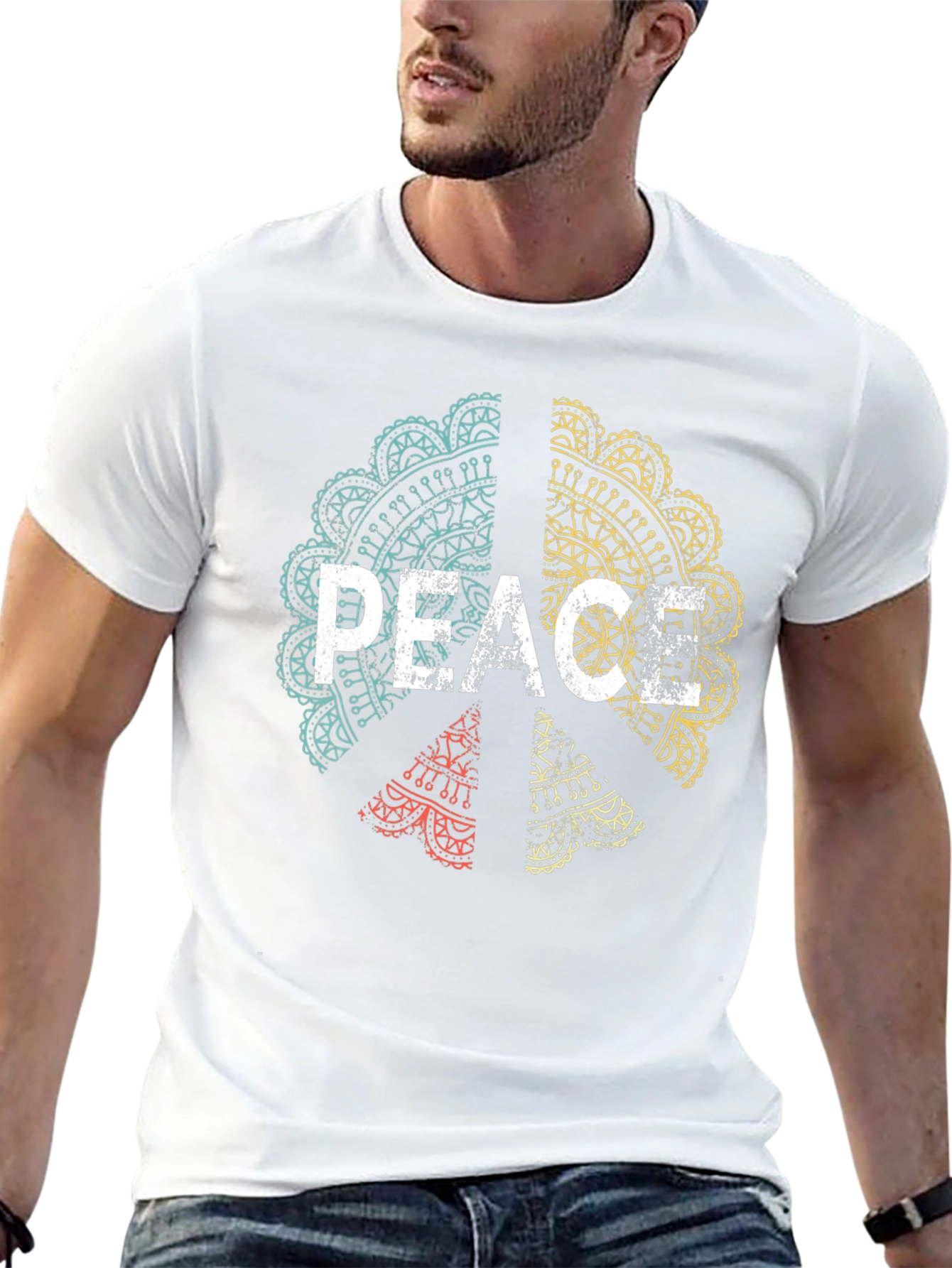 Peace Mandala Graphic Tee - Mens Black T-Shirt