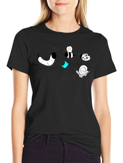 Cartoon Bug Graphic Black T-Shirt