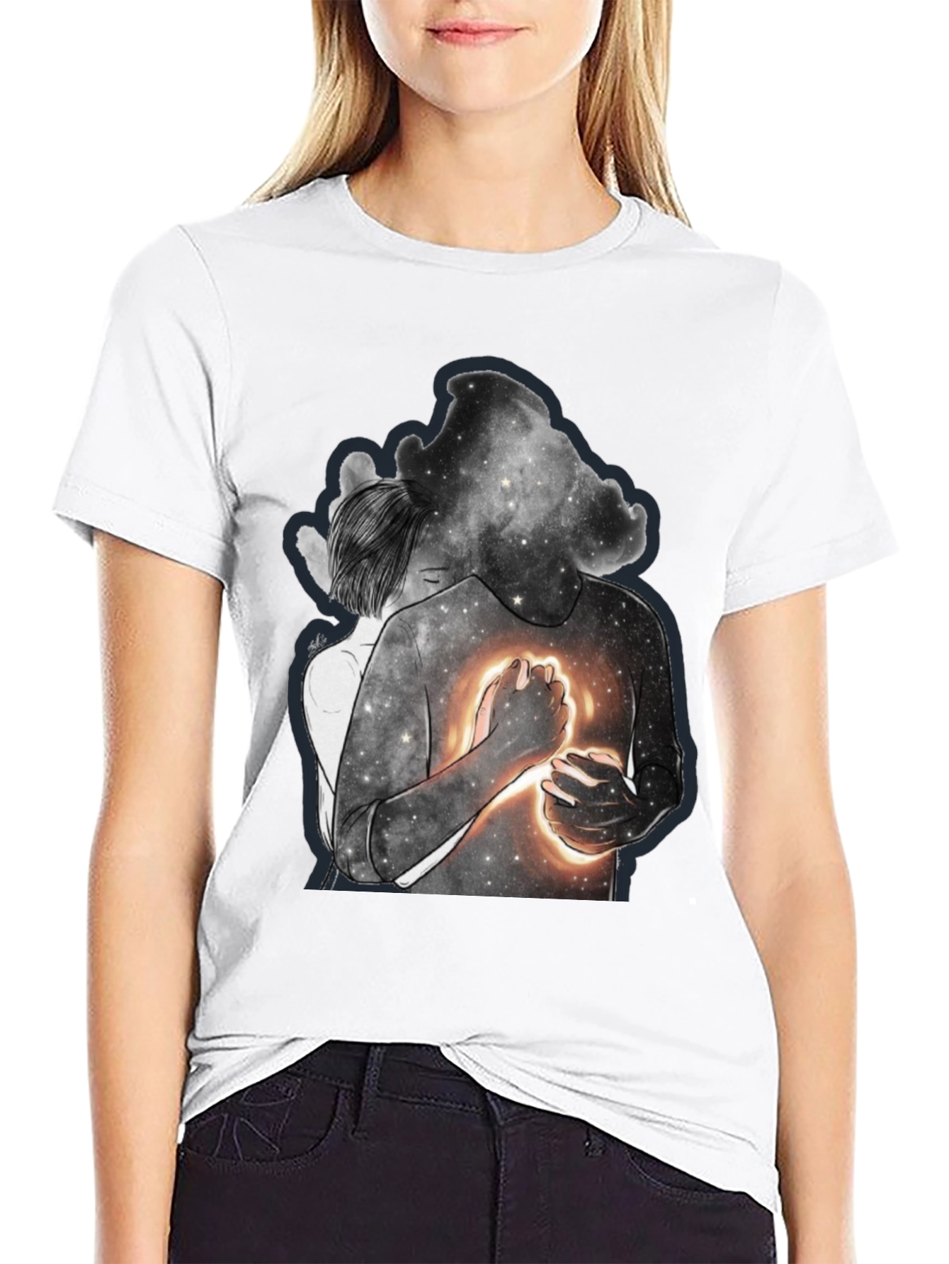 Celestial Embrace Graphic Tee - Modern Art Shirt
