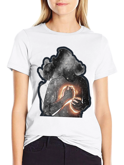 Celestial Embrace Graphic Tee - Modern Art Shirt