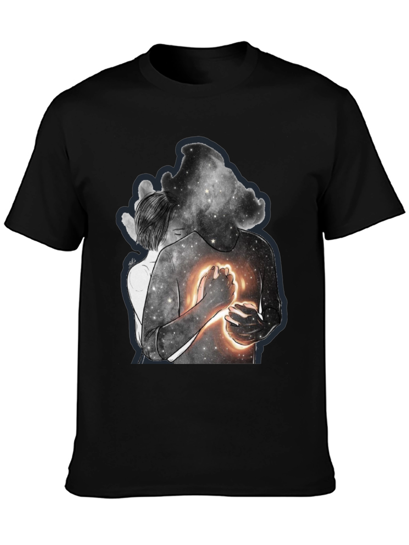 Celestial Embrace Graphic Tee - Modern Art Shirt