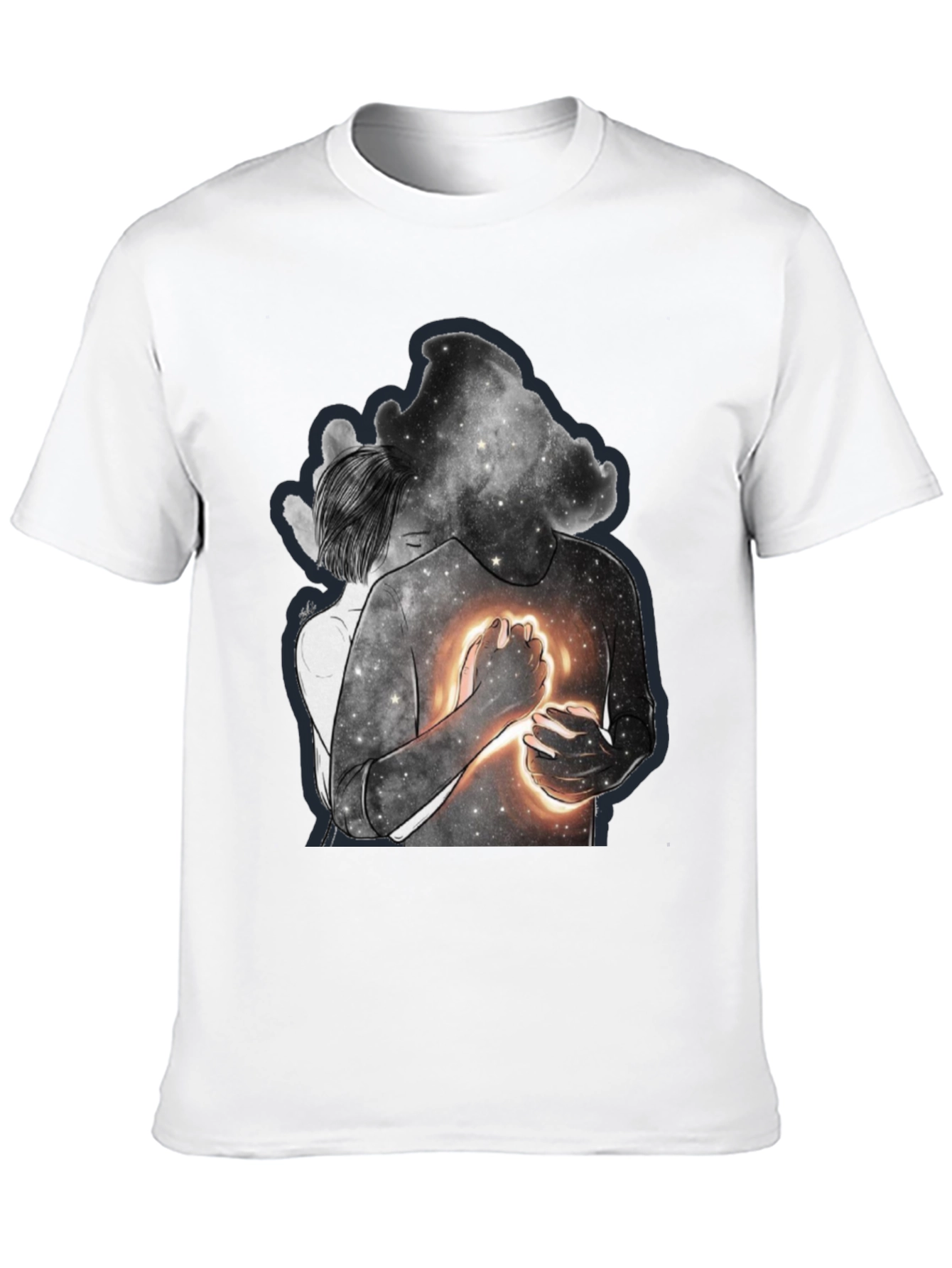 Celestial Embrace Graphic Tee - Modern Art Shirt
