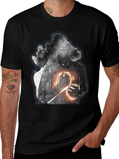 Celestial Embrace Graphic Tee - Modern Art Shirt