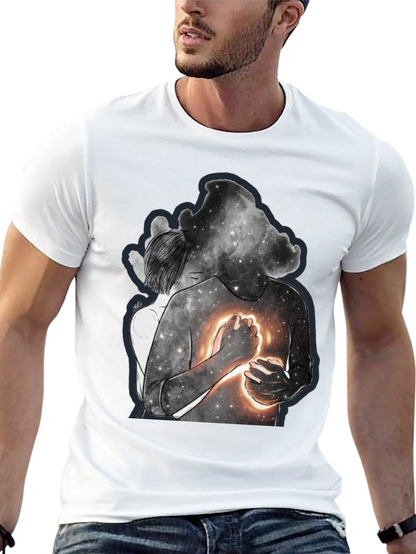 Celestial Embrace Graphic Tee - Modern Art Shirt