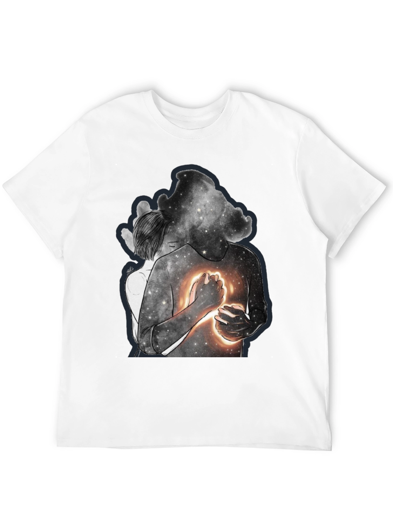 Celestial Embrace Graphic Tee - Modern Art Shirt