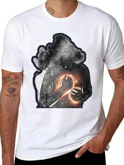 Celestial Embrace Graphic Tee - Modern Art Shirt