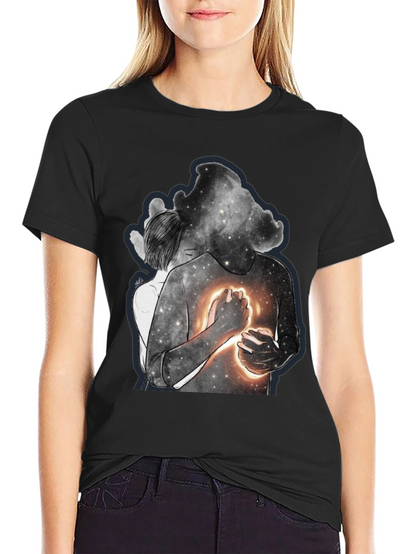 Celestial Embrace Graphic Tee - Modern Art Shirt