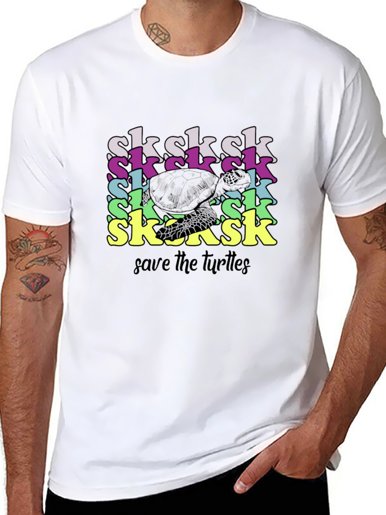 Save the Turtles Black Graphic T-Shirt