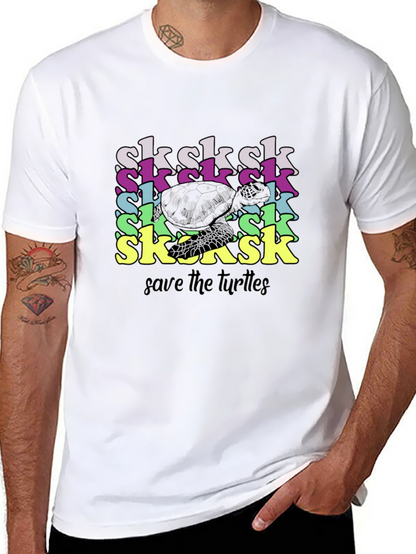 Save the Turtles Black Graphic T-Shirt