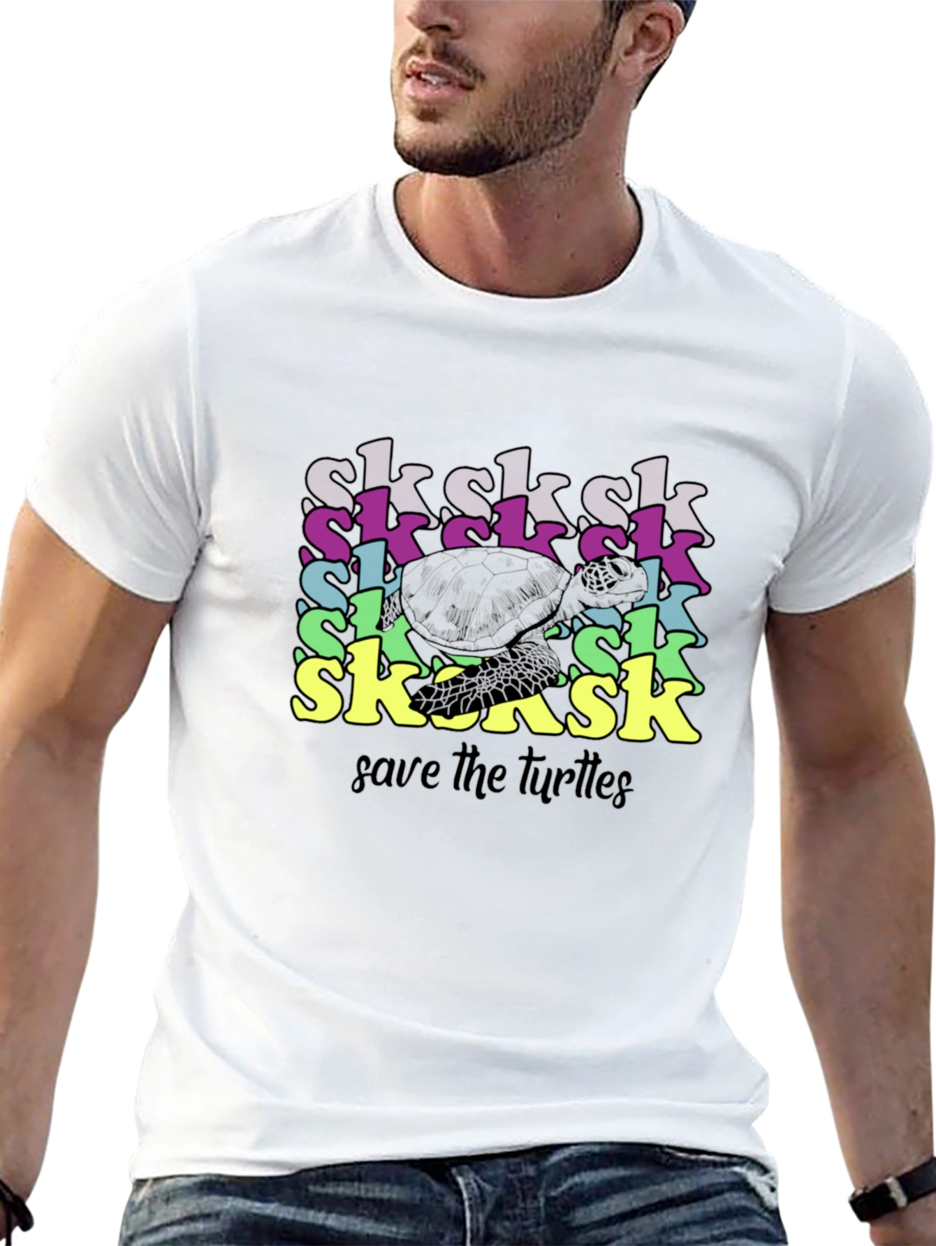 Save the Turtles Black Graphic T-Shirt