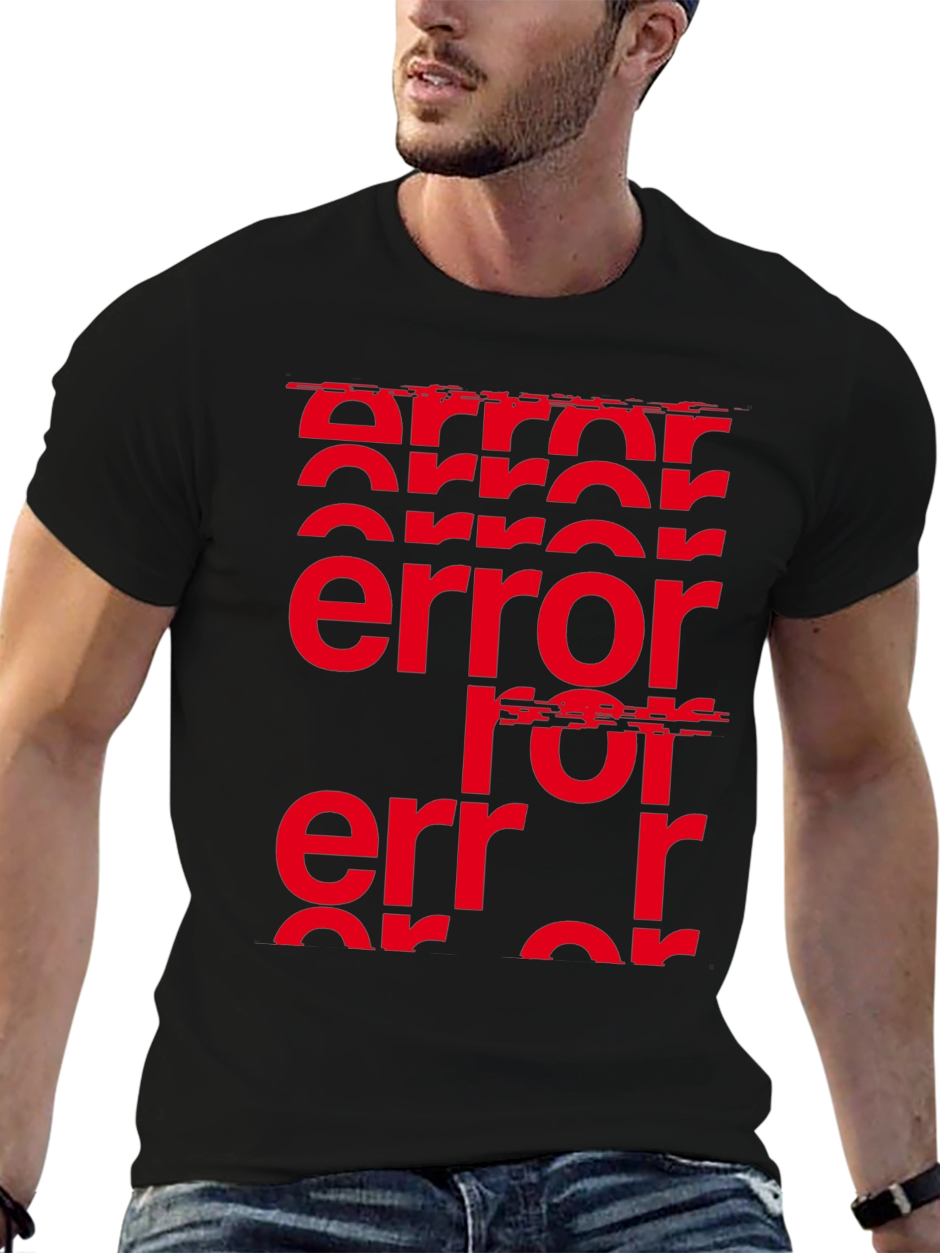 Error Glitch Graphic Tee - Black