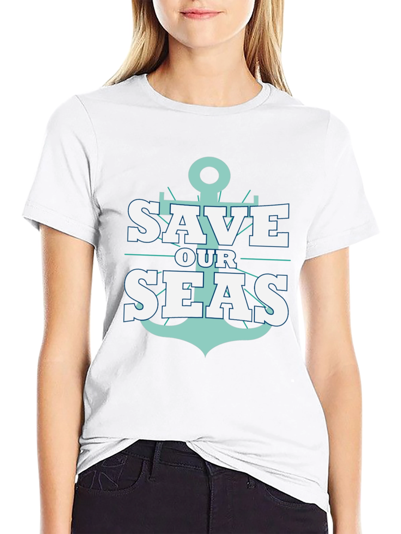Save Our Seas Anchor Graphic Black T-Shirt