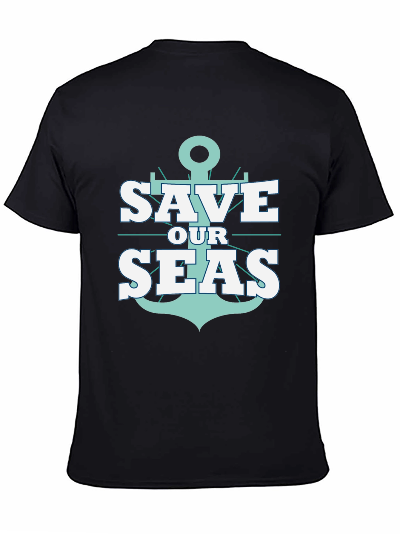 Save Our Seas Anchor Graphic Black T-Shirt