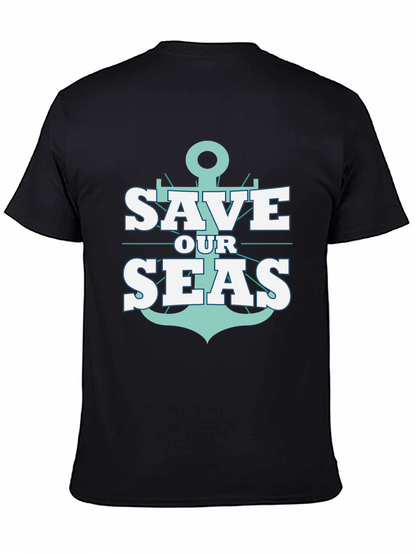 Save Our Seas Anchor Graphic Black T-Shirt