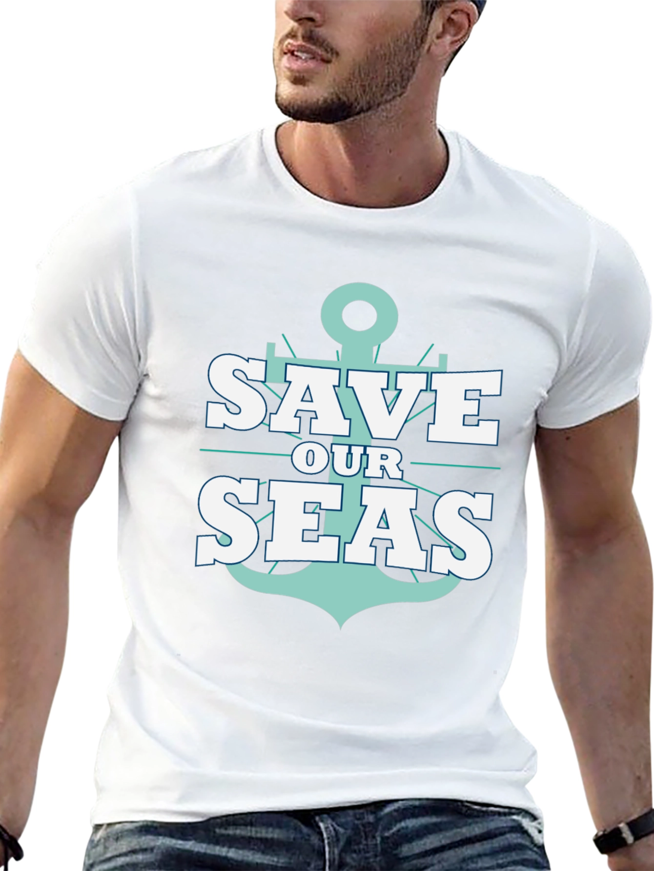 Save Our Seas Anchor Graphic Black T-Shirt