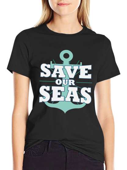 Save Our Seas Anchor Graphic Black T-Shirt