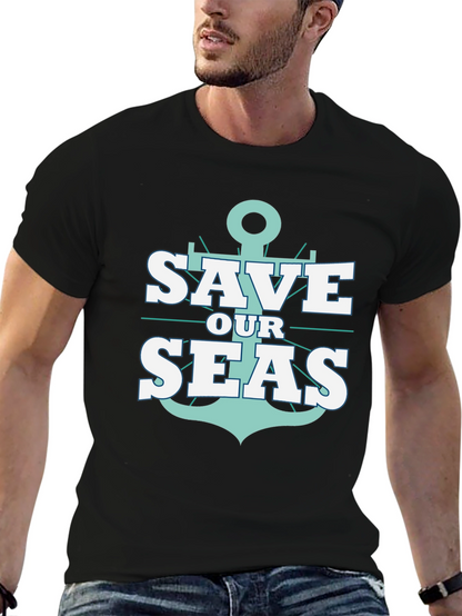 Save Our Seas Anchor Graphic Black T-Shirt