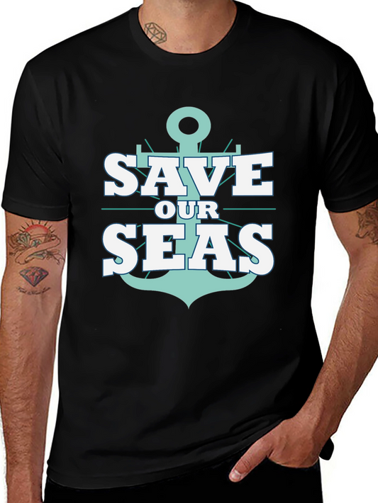 Save Our Seas Anchor Graphic Black T-Shirt