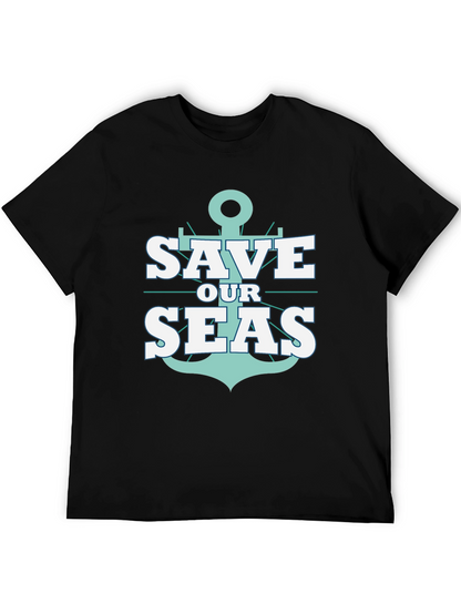 Save Our Seas Anchor Graphic Black T-Shirt