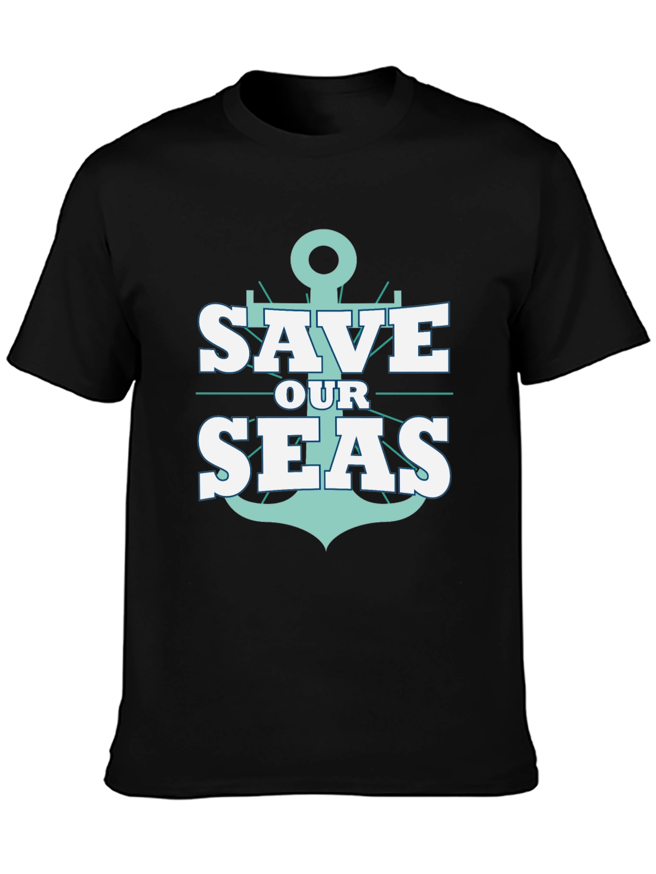 Save Our Seas Anchor Graphic Black T-Shirt