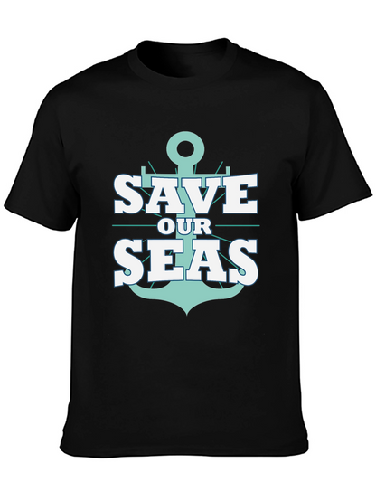 Save Our Seas Anchor Graphic Black T-Shirt