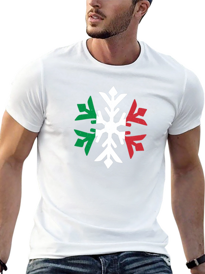 Italian Flag Snowflake Graphic Tee - Black T-Shirt