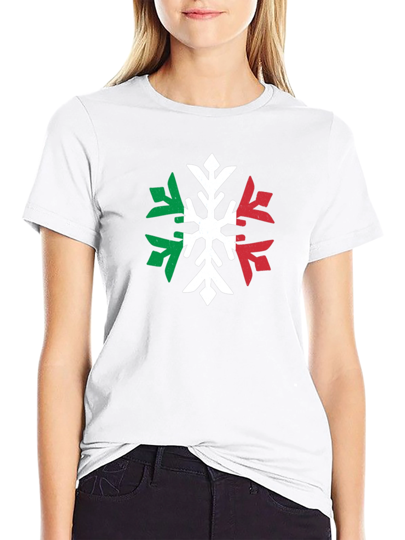 Italian Flag Snowflake Graphic Tee - Black T-Shirt