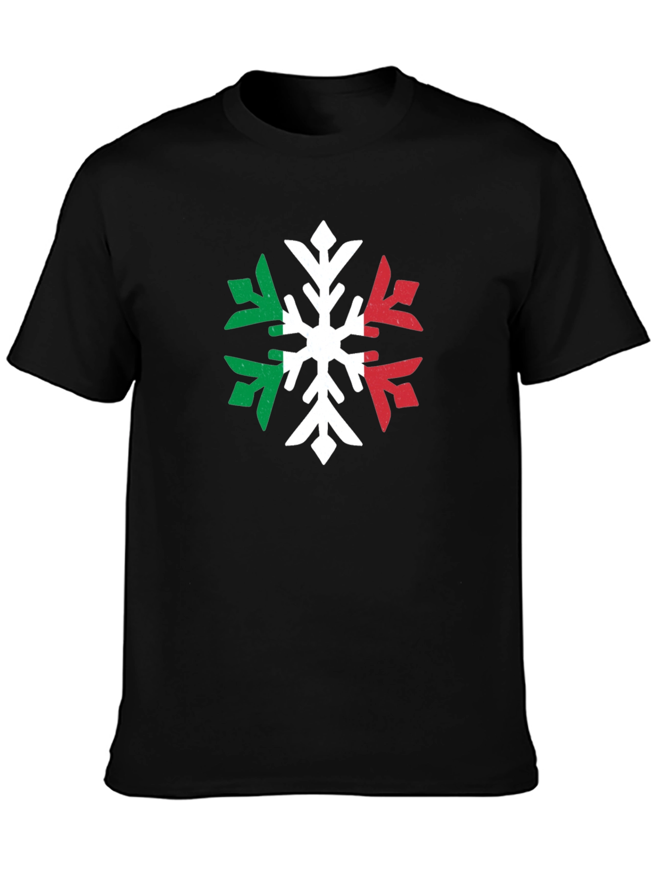Italian Flag Snowflake Graphic Tee - Black T-Shirt