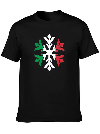 Italian Flag Snowflake Graphic Tee - Black T-Shirt