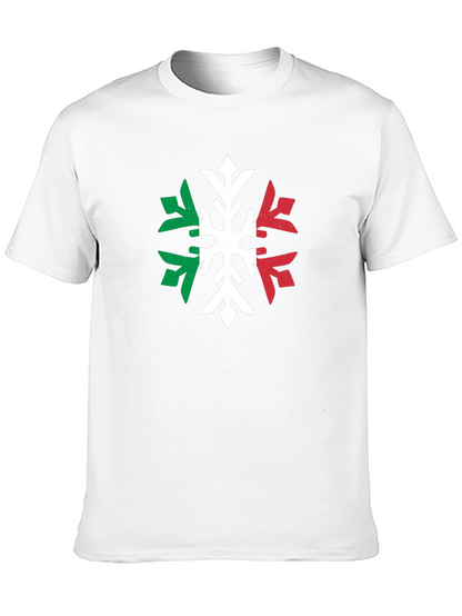 Italian Flag Snowflake Graphic Tee - Black T-Shirt